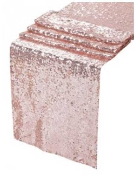 CAMINO LENTEJUELAS ROSA GOLD 180x130cm