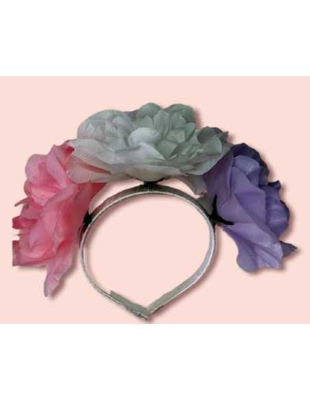 VINCHA 3 FLORES GRANDES PASTEL