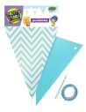 BANDERIN METALIZADO ZIGZAG CELESTE LINEAS BLANCAS