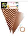 BANDERIN METALIZADO ZIGZAG ROSA GOLD LINEAS ROSAS