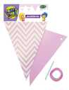 BANDERIN METALIZADO ZIGZAG ROSA LINEAS BLANCAS