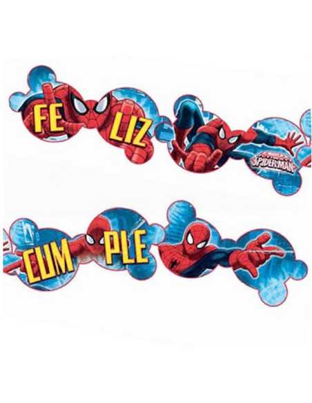 BANDERIN RECTANGULAR FELIZ CUMPLE HOMBRE ARAÑA SPIDERMAN x 1
