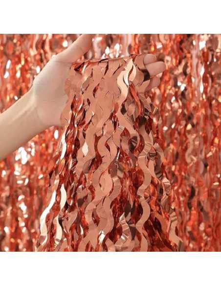 CORTINA METALIZADA ONDAS 1x2m ROSA GOLD