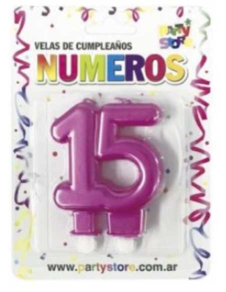 VELA NUMERO DOBLE METALIZADA ROSA 15 AÑOS