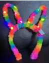 VINCHA OREJAS DE CONEJO PELUCHE LUMINOSA MULTICOLOR x1