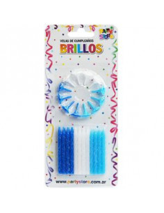 VELA BRILLOS 3 COLORES VARON CON BASE x 24 VTG6B