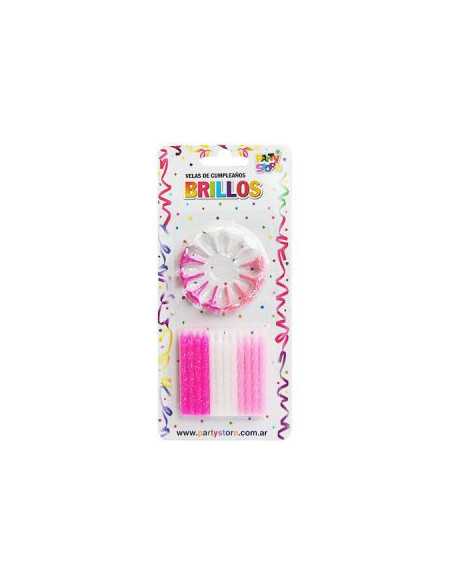 VELA BRILLOS 3 COLORES NENA CON BASE x 24 VTG6G