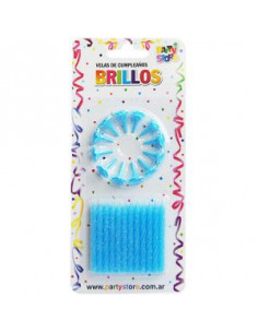 VELA BRILLOS CELESTE CON BASES BLISTER x 24 VTG6CE