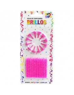 VELA BRILLOS CON BASES BLISTER x 24 MAGENTA BRILLO VTG6MA