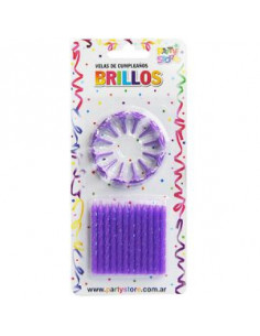 VELA BRILLOS CON BASES BLISTER x 24 VIOLETA BRILLO VTG6VI