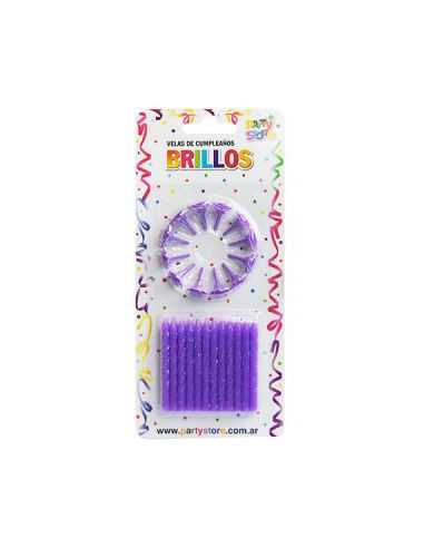 VELA BRILLOS CON BASES BLISTER x 24 VIOLETA BRILLO VTG6VI