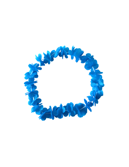 COLLAR HAWAIANO HULA FLORES AZUL AC500