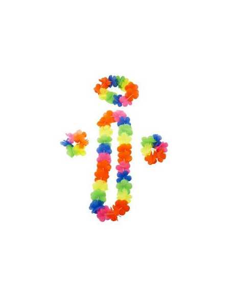 SET HAWAIIANO FLUO VINCHA +COLLAR+2 PULSERAS AC519