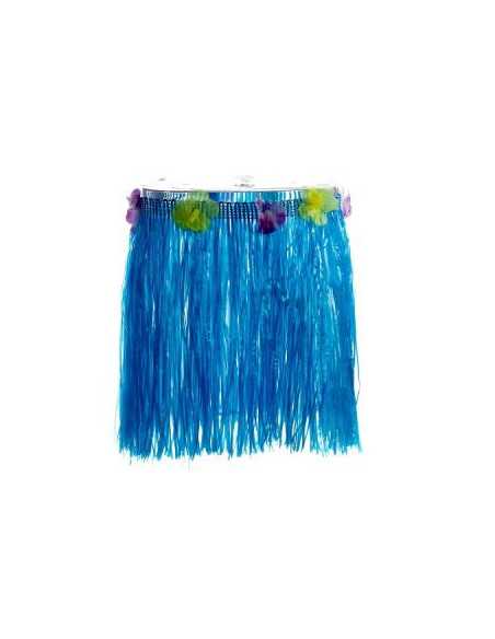 POLLERA HULA HAWAIANA AZUL AC512