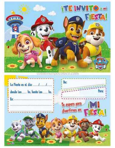 INVITACION LIBRITO PAW PATROL x10