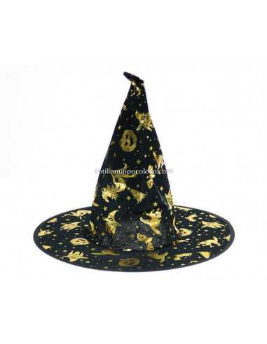 GORRO BRUJA CON DORADO