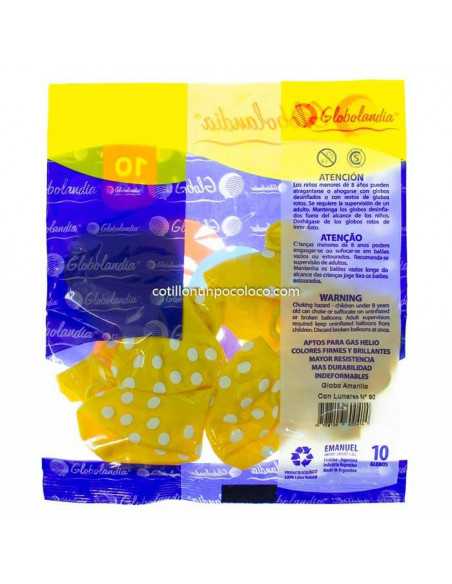 GLOBO IMPRESO AMARILLO CON LUNARES N° 90 X10