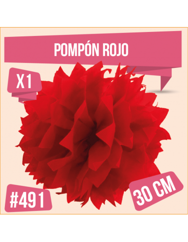 POMPON DECORATIVO 30CM ROJO