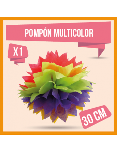 POMPON DECORATIVO 30CM MULTICOLOR