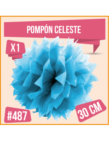 POMPON DECORATIVO 30CM CELESTE