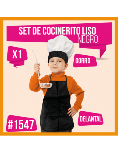 SET COCINERO NIÑO LISO NEGRO