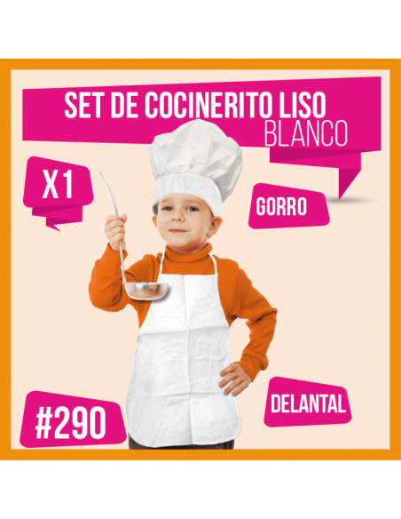 SET COCINERO NIÑO LISO BLANCO
