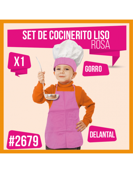 SET COCINERO NIÑO LISO ROSA