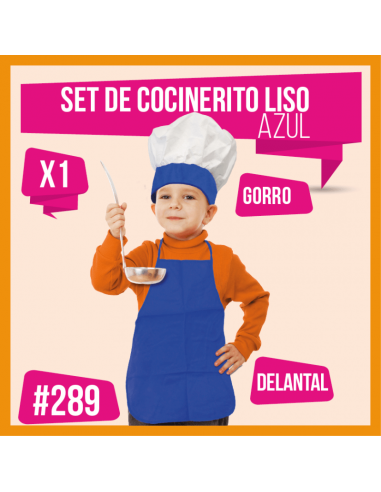 SET COCINERO NIÑO LISO AZUL