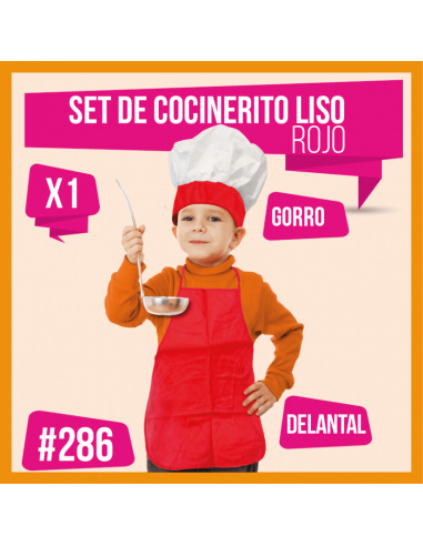 SET COCINERO NIÑO LISO ROJO