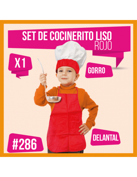 SET COCINERO NIÑO LISO ROJO