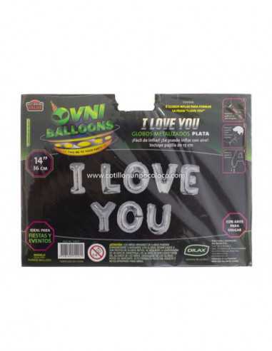 OVN-SL1 14" GLOBO METAL FRASE I LOVE YOU PLATAx1