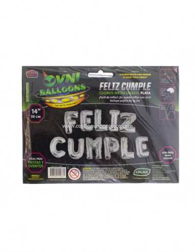 OVN-SL1 14" GLOBOx1 METAL FRASE FELIZ CUMPLE PLATA