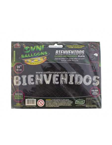 OVN-SL1 14" GLOBO SET FRASE PLATA BIENVENIDOS