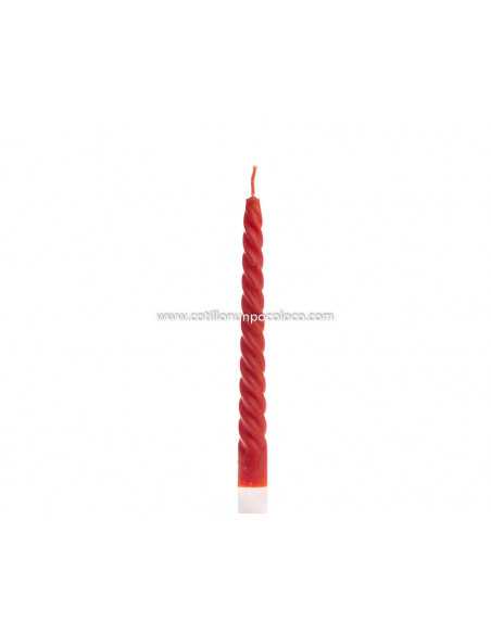 VELA 1/2 TORNEADA 17cm 8" COMUN ROJA