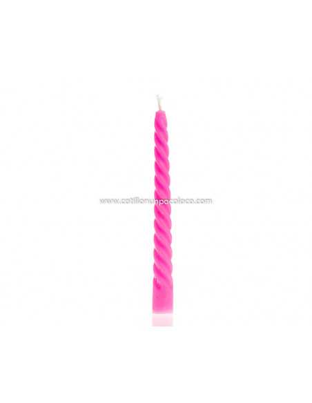 VELA 1/2 TORNEADA 17cm 8" COMUN ROSADO