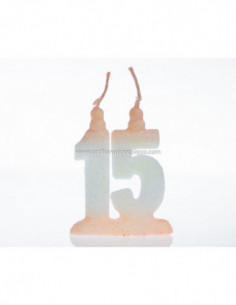 VELA ANIVERSARIO 15 SALMON 8cm