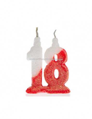 VELA ANIVERSARIO 18 RIVER CON BRILLO 8cm