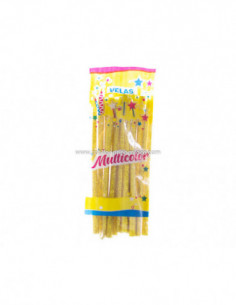 VELA FINITA CON BRILLO 14cm BOLSA x 15 DORADA