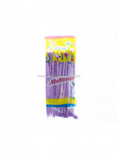 VELA FINITA CON BRILLO 14cm BOLSA x 15 LILA