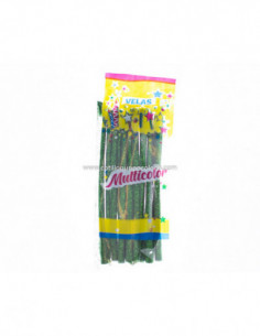 VELA FINITA CON BRILLO 14cm BOLSA x 15 VERDE