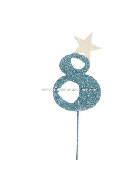NUMERO GRANDE CELESTE 8 GOMA EVA