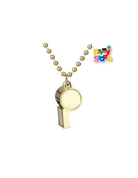 COLLAR DE CUENTAS CON SILBATO 80cm DORADO AC155