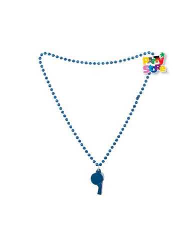 COLLAR DE CUENTAS CON SILBATO 80cm AZUL AC156