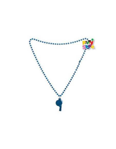COLLAR DE CUENTAS CON SILBATO 80cm AZUL AC156