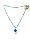 COLLAR DE CUENTAS CON SILBATO 80cm AZUL AC156