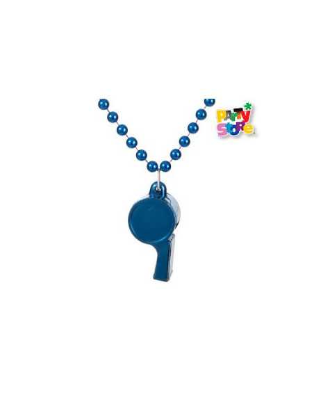 COLLAR DE CUENTAS CON SILBATO 80cm AZUL AC156
