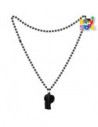 COLLAR DE CUENTAS CON SILBATO 80cm NEGRO AC158