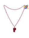COLLAR DE CUENTAS CON SILBATO 80cm ROJO AC159