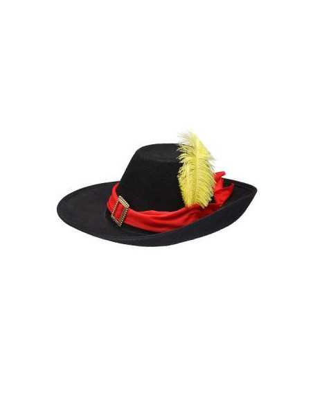 GORRO MOSQUETERO NEGRO (con pluma amarilla) GO070