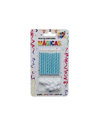 VELAS MAGICAS CELESTE BLISTER x 10u VMCE